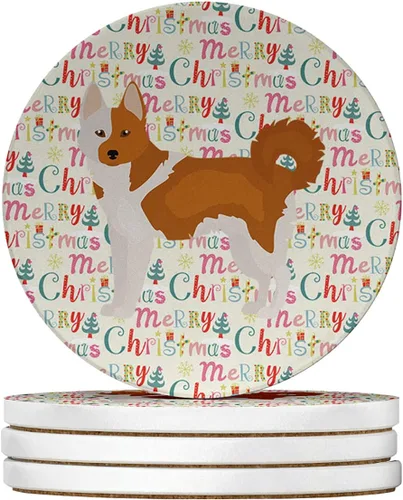 Vista 97 de Abyssinian Sand Terrier Merry Christmas - Posavasos grandes de piedra arenisca (4 unidades)