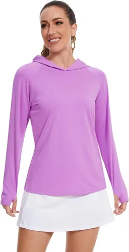 Vista 2 de Camisetas con capucha para mujer, con protección solar, ligeras, para pesca