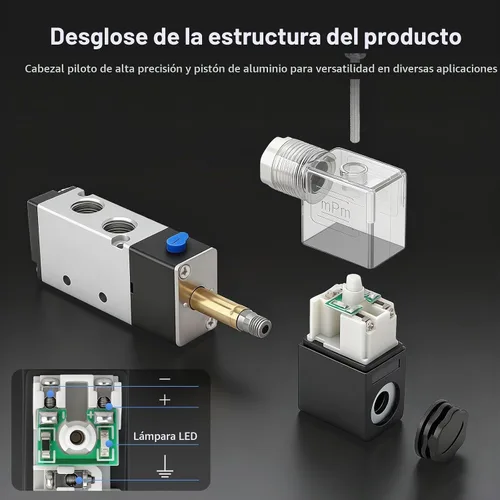 Vista 7 de BAOMAIN 12V DC 5/2 Electroválvula neumática 3 estación Kit 1/4 PT
