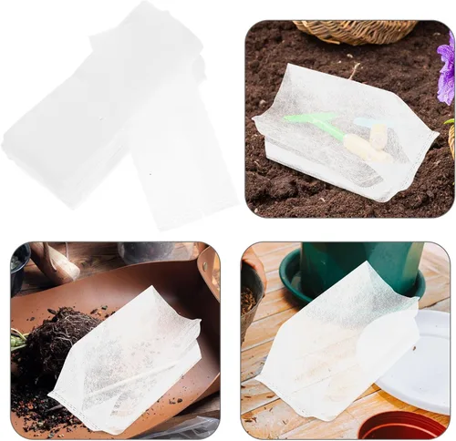 Vista 8 de 200Pcs Non-Woven Nursery Grow Bags, White Seedling Planting Pouches