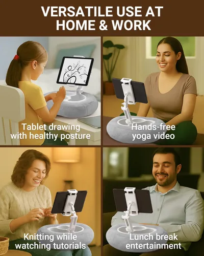 Vista 6 de Soporte de almohada Kindle para cama, soporte ajustable para tableta y teléfono para iPad, Kindle, sofá, soporte para aperitivos y bebidas, 50