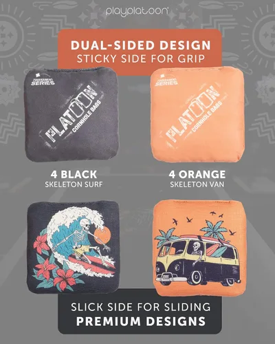 Vista 2 de Play Platoon Tournament Series Bolsas de Cornhole - Bolsas de Estilo Profesional de Doble Cara con Lado Resbaladizo y Pegajoso - Juego de 8