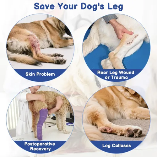 Vista 6 de BARKLESS Manga de pierna trasera para un solo perro para dejar de lamer, traje de recuperación transpirable para perro macho hembra para poscirugía