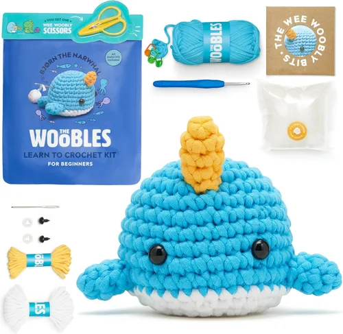 Vista 8 de The Woobles Kit de ganchillo para principiantes, kit de animales de punto y ganchillo fácil de artes y manualidades, como se ve en Shark Tank
