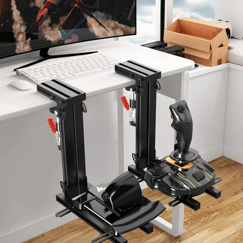 Vista 2 de FLAONUSGT Foldable Hotas Mount Desk Mount for Flight Joystick for Logitech X52X52 ProX56 Thrustmaster T16000M HOTAS Warthog T Flight One4TCAVKB