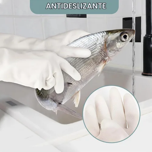Vista 5 de 2 Pairs, 15 Inches, Nitrile Cleaning Gloves, Kitchen Dishwashing Gloves, Reusable, Durable, Water-Resistant, And Hypoallergenic (Small)