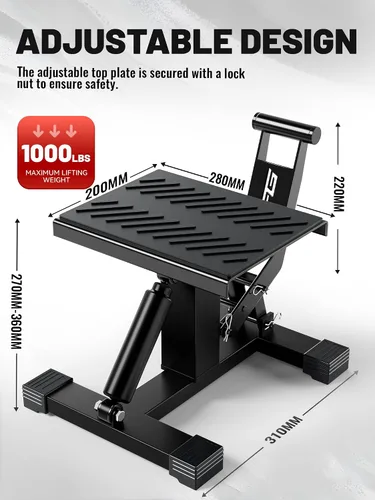 Vista 2 de JFG RACING - Soporte hidráulico ajustable para motocross con capacidad de 1000 libras Negro