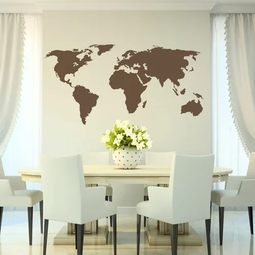 Vista 3 de Calcomanía del mapa del mundo, calcomanía negra del mundo con corte de beso Chromantics Negro