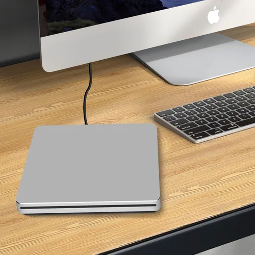 Vista 8 de Unidad de CD externa para Mac: USB C reproductor de grabadora de DVD SuperDrive para portátil Windows Apple Plug & Play Copia de seguridad de datos