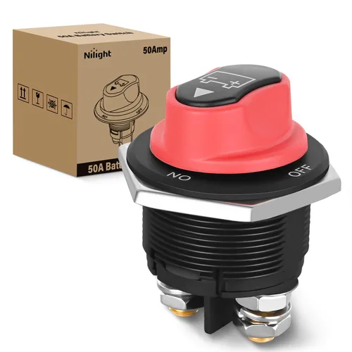 Vista 21 de Nilight Battery Disconnect Switch with Waterproof Key and Cover 12V 24V On Off Battery Master Isolator Cut Off Power Kill Switch for Car Marine Boat