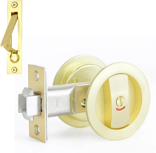 Vista 22 de Dontay Cerradura de indicadores codificados por color para puerta de bolsillo, cerradura de manijas de privacidad (cama/baño), fondo de 2-3/8 Níquel