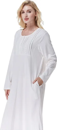 Vista 5 de Keyocean Camisones para mujer, algodón suave, cómodo, ligero, manga larga, camisón para dormir