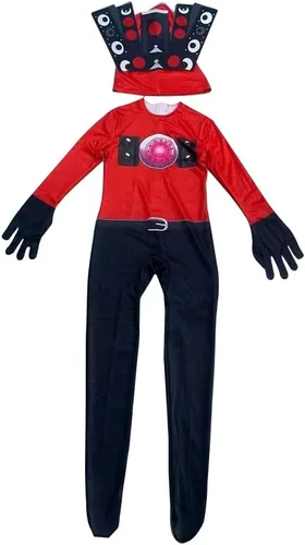 Vista 5 de Vktem Skibidi - Disfraz de inodoro para niños, para hombre, cámara y orador, traje de cosplay para niños, disfraz de fiesta de Halloween