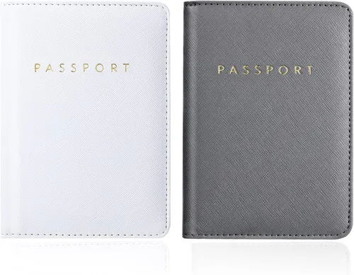 Vista 18 de 2 piezas de funda de pasaporte para viaje, impermeable, de cuero, cartera, libro de viaje, artículos esenciales para crucero para mujeres y hombres