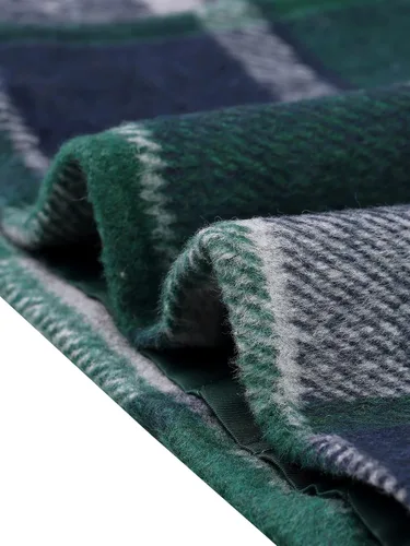 Vista 5 de Allegra K Abrigo de invierno grueso con botones y bolsillos frontales a cuadros para mujer con capucha esponjosa