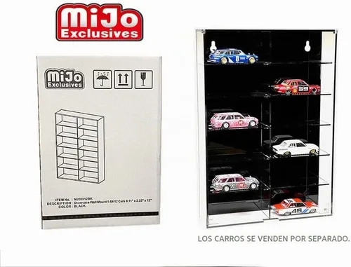 Vista 2 de Soporte de pared para escaparate 1:64 12 coches 8.11" x 2.25" x 12" negro - MJ08012BK