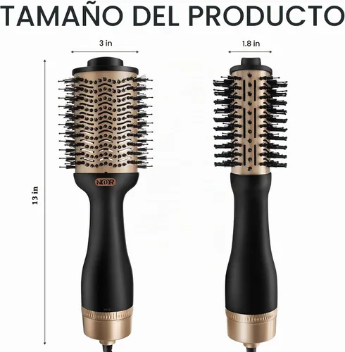 Vista 8 de NOOR Cepillo secador de pelo caliente 4 en 1, control de encrespamiento, cepillo secador de pelo, cepillo secador de pelo, cepillo para secar