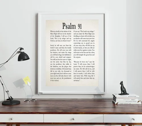 Vista 5 de Salmo 91 - Póster de salmo impreso, arte de pared de salmo, regalo cristiano para amigo, regalo para hijo, regalo para hija, regalo de coraje