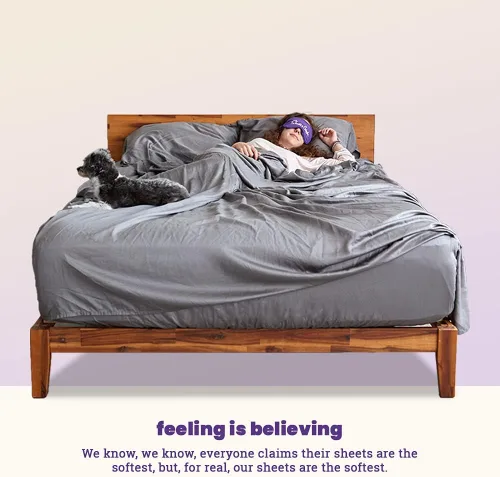 Vista 2 de Sheets & Giggles es ropa de cama. Lyocell Juego de sábanas de eucalipto, nuestras sábanas son naturalmente más suaves, más transpirables, más Gris