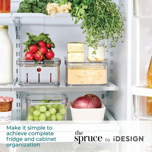 Vista 6 de iDesign Crisp - Juego de 3 cubos organizadores de plástico reciclado con tapas, transparente/gris