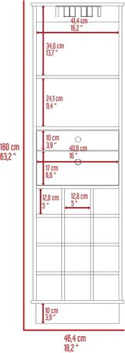 Vista 9 de FM FURNITURE Hype - Armario de bar con 12 cubos de vino, 2 cajones, estante de vidrio y estante, color negro