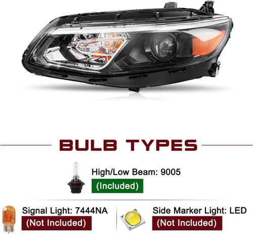 Vista 4 de JSBOYAT Bombillas incluidas de repuesto para faros delanteros halógenos para Chevy Malibu Sedan OE 2016 2017 2018 estilo fábrica faro delantero lado