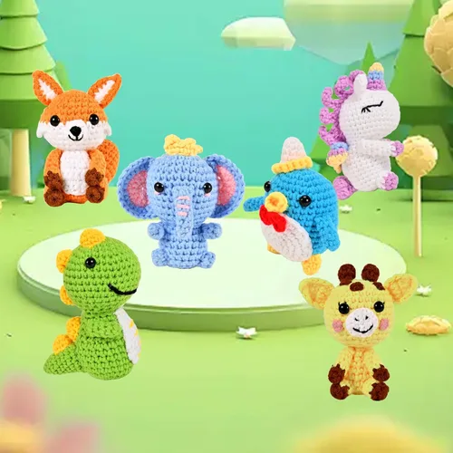 Vista 5 de Wunila Kit de ganchillo de 6 piezas para principiantes, manualidades para adultos, grandes regalos para amantes del ganchillo, kits de animales
