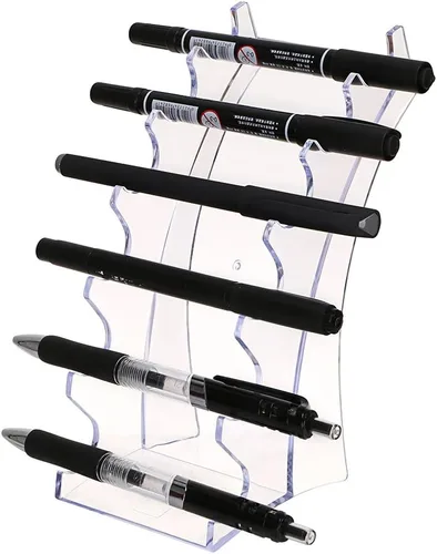 Vista 9 de Hipiwe Soporte de acrílico para bolígrafo, soporte organizador de brochas de maquillaje transparente, soporte organizador de 6 ranuras, cepillo