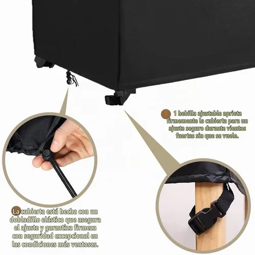 Vista 3 de Cubierta para caja de cubierta impermeable resistente al agua, caja de almacenamiento para patio, con cremallera, funda de banco otomano