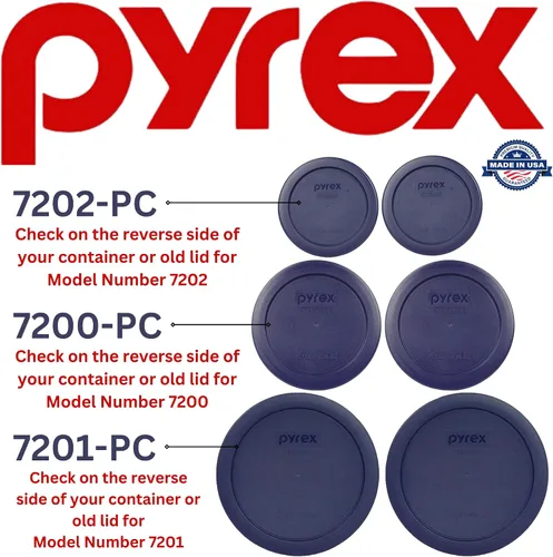 Vista 2 de Pyrex Juego de 6 tapas azules para almacenamiento de alimentos, fabricado