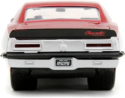 Vista 5 de Jada Big Time Muscle 1:24 1967 Chevy Camaro - Auto fundido a presión, juguetes para niños y adultos (plata/rojo)
