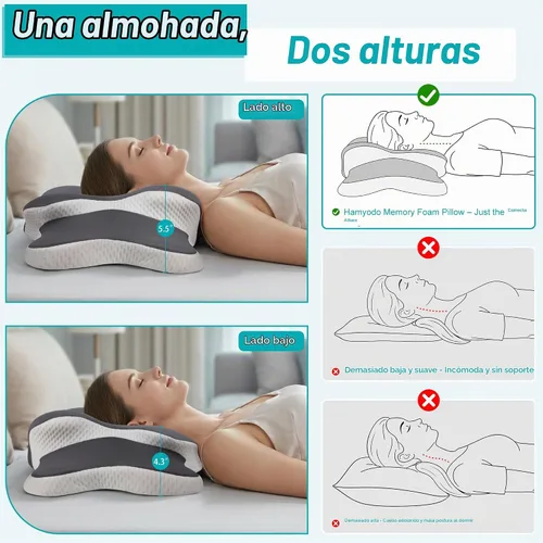 Vista 7 de Esup Almohada cervical ergonómica para aliviar el dolor, altura ajustable