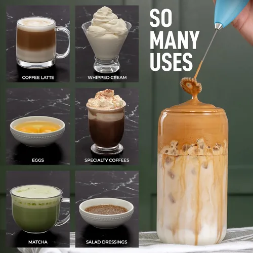 Vista 367 de Zulay Milk Boss Espumador de leche potente manual, hace espuma para latte, batidor para mezclar bebidas, café, miniespumador para capuchino, frappé