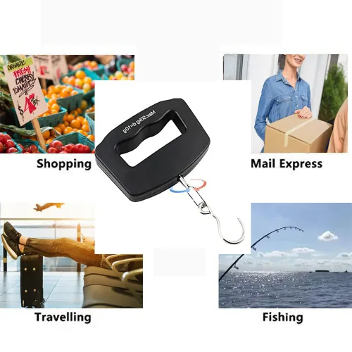 Vista 3 de Báscula de equipaje, mango grande, báscula electrónica de equipaje, transporte de alta precisión, 110 lbs50 kg, gancho gira 360, equipaje