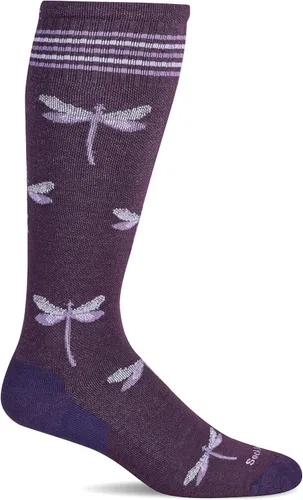 Vista 4 de Sockwell Calcetines de compresión graduados moderados de libélula para mujer Piedra azul con brillo