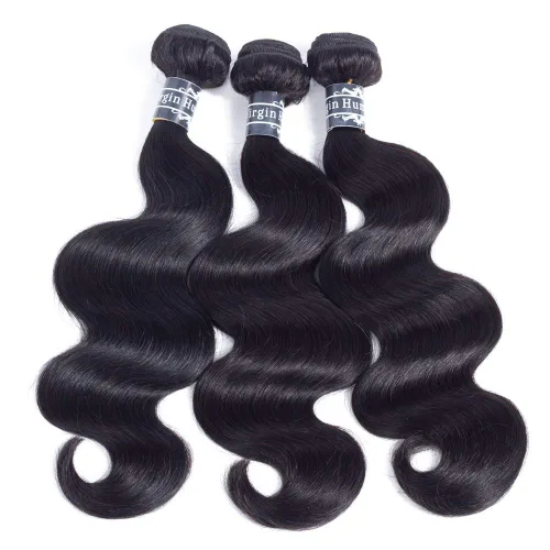 Vista 2 de Amella Cabello brasileño ondulado con cierre (12, 14, 16 + 12 cierre), 3 paquetes de cabello brasileño con cierre de parte libre, cabello humano sin