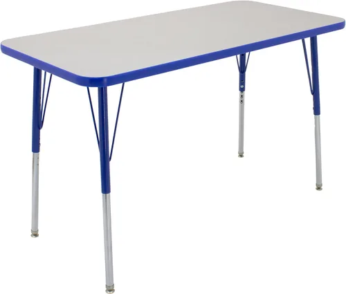 Vista 24 de FDP - Mesa rectangular para actividades escolares y de oficina (24 x 48 pulgadas), patas estándar con deslizadores giratorios, altura ajustable