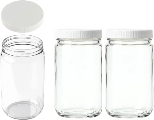 Vista 9 de JARMING COLLECTIONS Frascos de vidrio Mason de 16 onzas con tapas de plástico sin BPA – Frascos Mason de boca regular para beber y almacenar