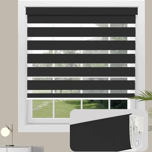 Vista 15 de Changshade - Persianas enrollables sin cordones de cebra de tamaño personalizado para ventana, cortinas enrollables de doble capa con filtro de luz