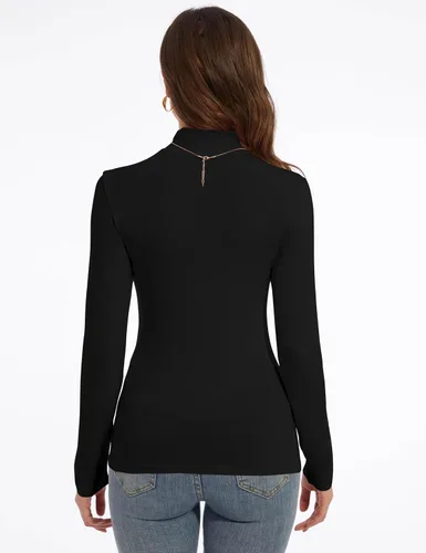 Vista 5 de Mock Turtle Neck Long Sleeve Pullover High Neck Undershirt Slim Fit Basic Casual Tee Tops