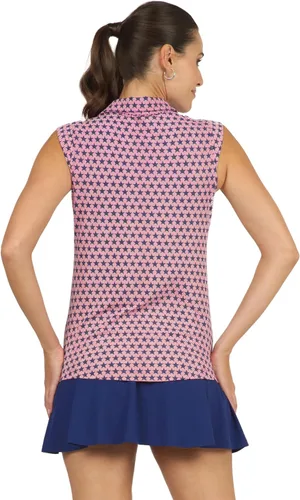 Vista 3 de IBKUL Athleisure Wear 14545 - Polo sin mangas con protección solar UPF 50+ Icefil con estampado de estrellas y rayas