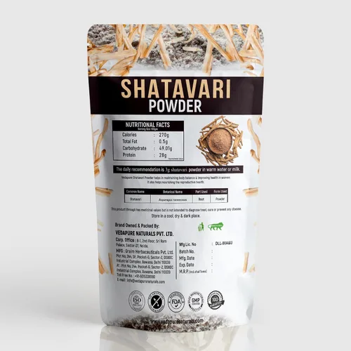 Vista 2 de VEDAPURE Shatavari Orgánico Polvo 100% Raíz Pura 3.53 oz (Asparagus Racemosus) Suplemento de hierbas ayurvédicas Hierba Adaptogénica Natural Vegano