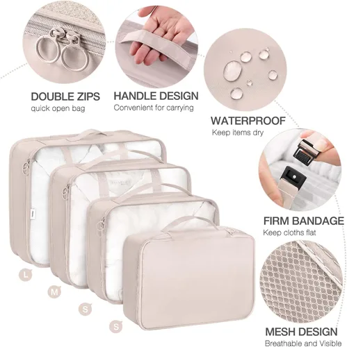 Vista 3 de Cubos de embalaje para maletas, cubos de embalaje con bolsa de zapatos, bolsa de cosméticos, bolsa de ropa, bolsas de accesorios, cubos de embalaje