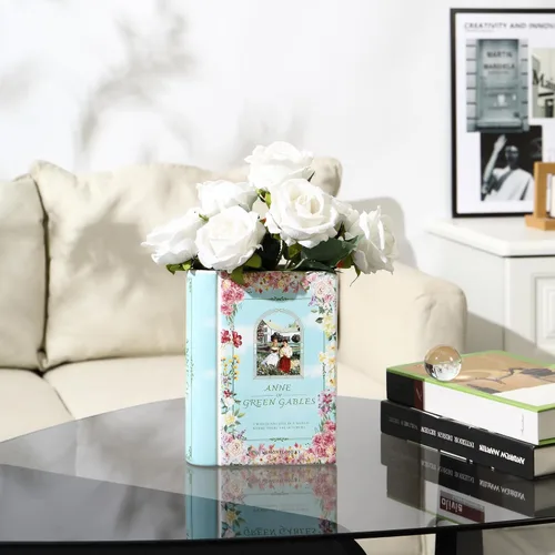 Vista 2 de Florero de cerámica para libros, florero de cerámica con forma de libro, jarrones de cerámica únicos para el hogar, oficina, dormitorio, sala