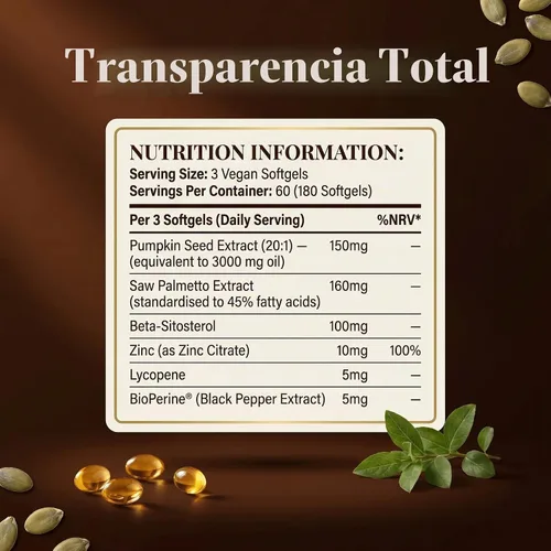 Vista 8 de Aceite de semilla de calabaza con palma enana, beta-sitosterol