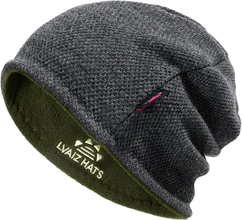 Vista 7 de Lvaiz Winter Beanie for Men Women Warm Fleece Lined Reversible Skull Cap Reversible Soft Warm Fleece Lining, Full Ear Coverage, 3D Hexagonal Crown