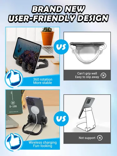 Vista 6 de CALDEVER Rellenos de Calcetín para Adolescentes Niños Niñas Adultos Soporte para Teléfono Celular Patentado Paquete de 2 Soporte Perezoso Thumbs Up