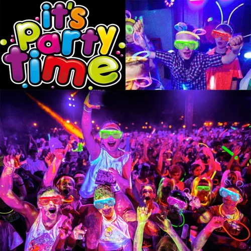 Vista 5 de Paquete de 30 lentes LED que brillan en la oscuridad, suministros de fiesta, lentes de palo brillante, gafas de fiesta para adultos y niños