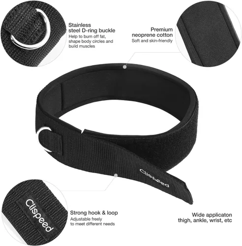 Vista 2 de CLISPEED 2 correas acolchadas para muslos de fitness, con anillo en D, puños para piernas para gimnasio, máquinas de cable, correas de muslo