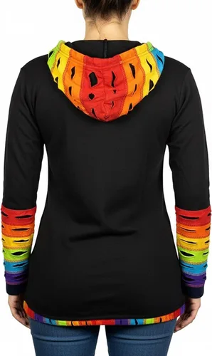 Vista 2 de Agan Traders Chaquetas bohemias con cremallera para mujer, con parches de teñido anudado, sudaderas ligeras con capucha para mujer 2025